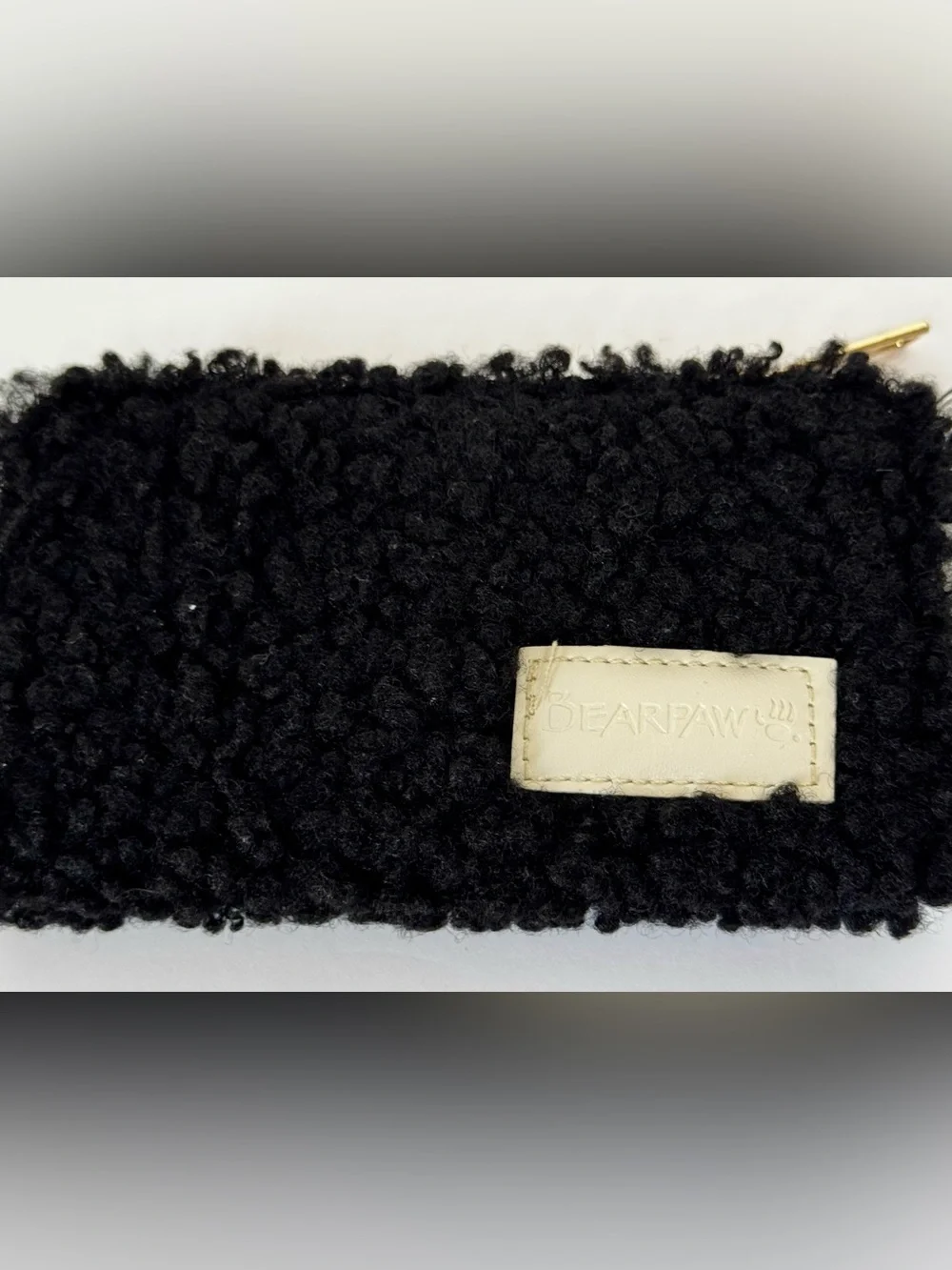 BearPaw Black Sherpa Crossbody Pouch with Cream Logo Patch